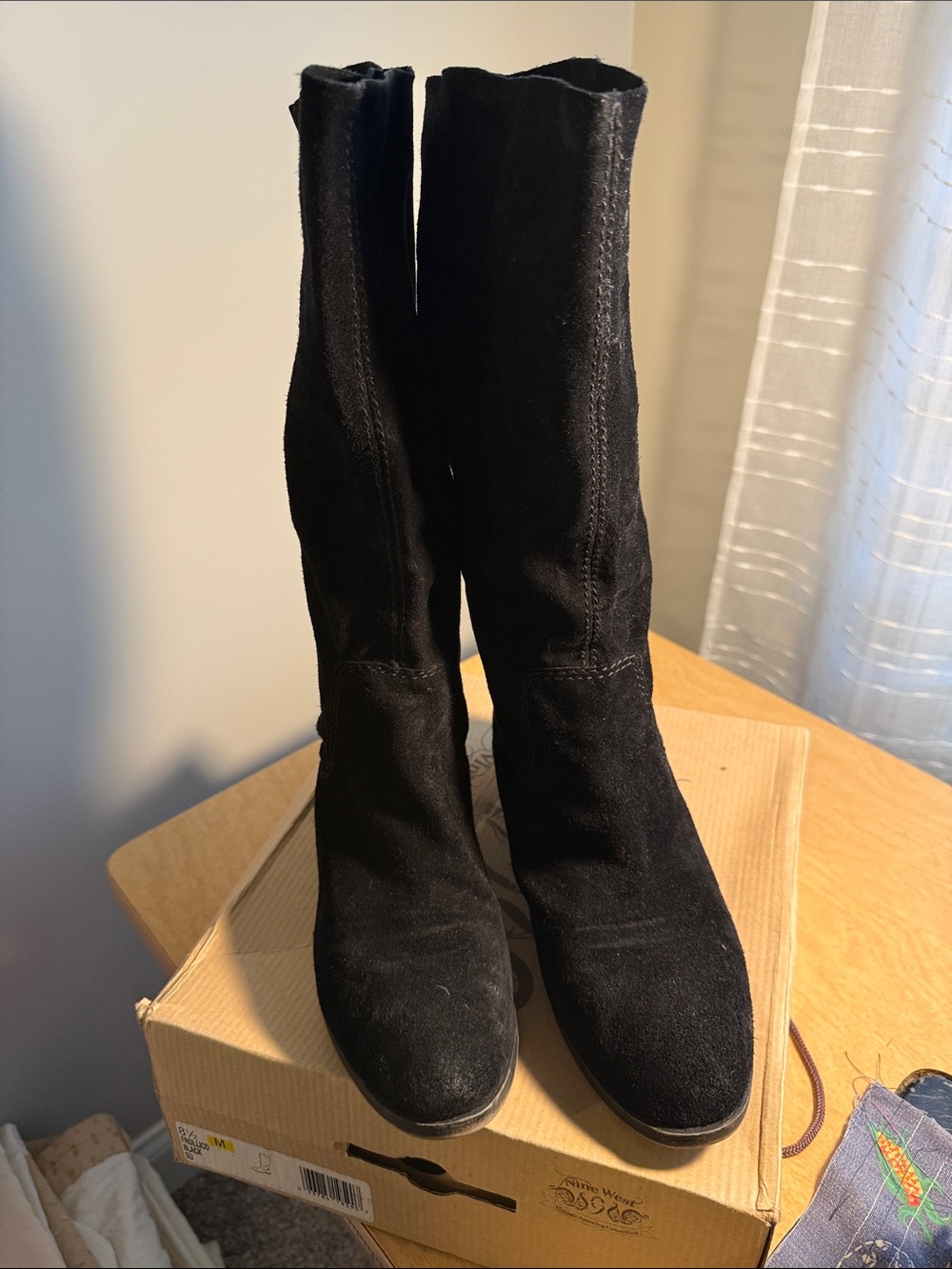 Black mid-calf Stretch Suede Boots - Classic Women's Style